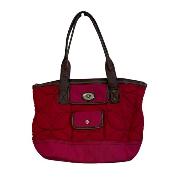 Fossil quilted nylon and leather key-per tote - Picture 1 of 5